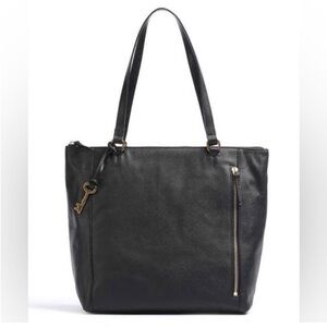 Elegant Black Leather Tote Bag And Wallet